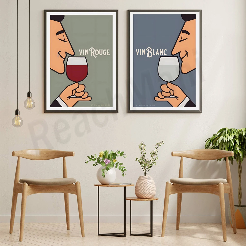 Vintage French wine tasting poster, wine connoisseur art, red and white wine poster, retro wall art, bar kitchen decoration