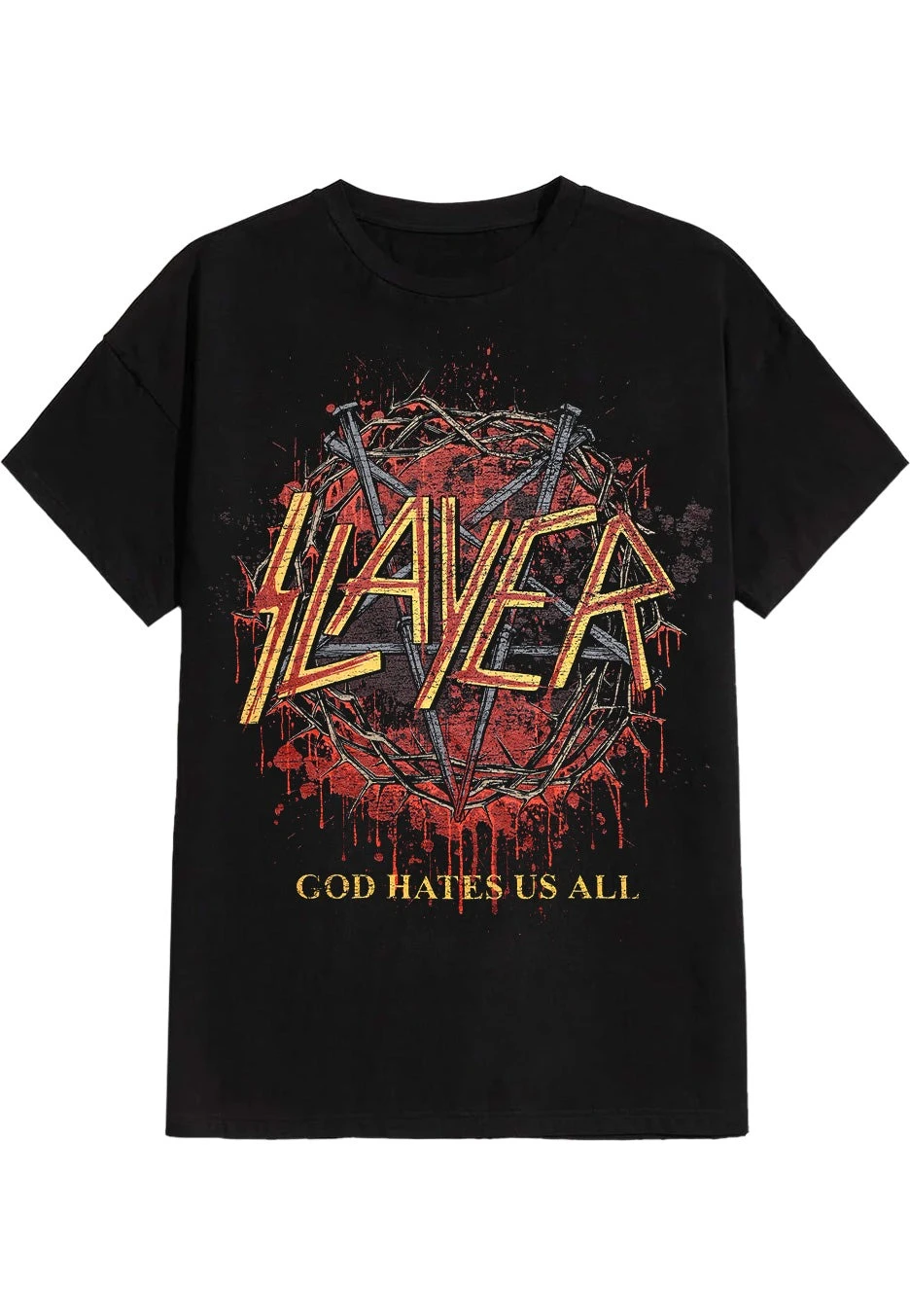 

2025 Slayer God Hates Us All T-Shirt Peripheral Pattern Printing Summer Luxury Brand Cotton Men's and Women's T-Shirts
