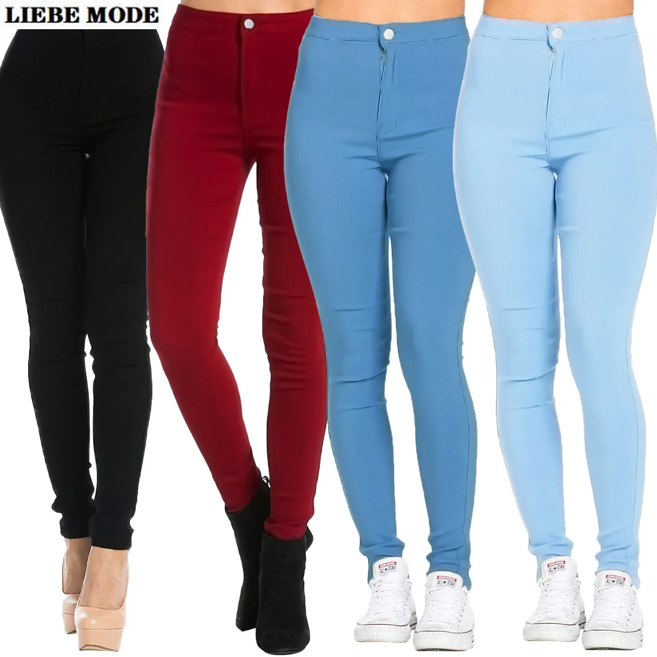 

Red Black Pencil Pants Women High Waist Stretch Skinny Legging Autumn Womens Casual Long Trousers Female Slim Pantalon Femme