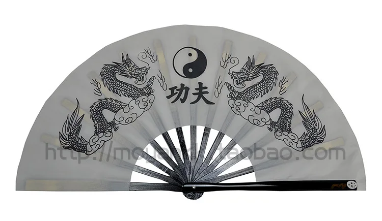 Double Dragon Tai Chi Fan - All Bamboo Structure, Kung Fu Fan, Single/Dual Fans, Tai Chi Sound Fan, Easy to Open and Close, Mult