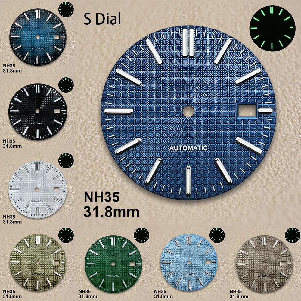 

31.8mm Oak S Logo Dial Suitable for NH35/NH36 Japanese Movement GreenLuminous Gradient Quality Watches Modified Accessories