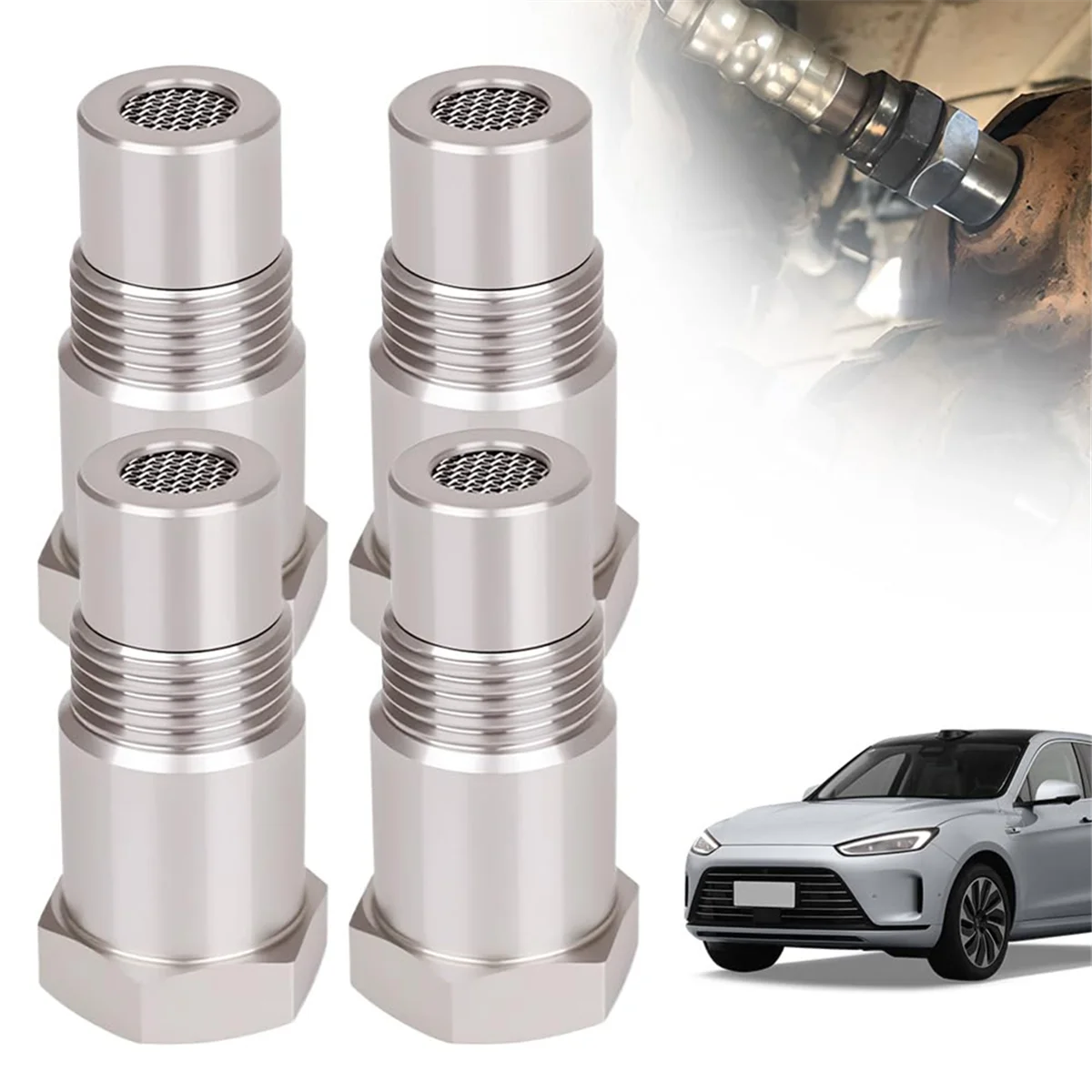 AA98 Stainless Steel Extension Pipe Fitting 1.8 Inch M18x1.5 Thread - High-Temperature Resistance, Precision Threads (4PCS)