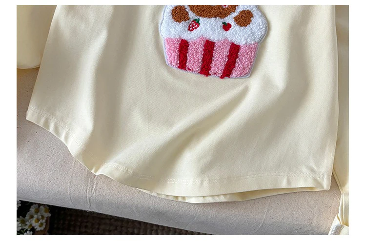 Langarm-T-Shirt für Kleinkinder, Mädchen, Herbst, süße Cartoon-Bären-Oberteile für Kinder, weiches Baumwoll-T-Shirt, lässige Basic-Shirts für Babys. – Detail 7