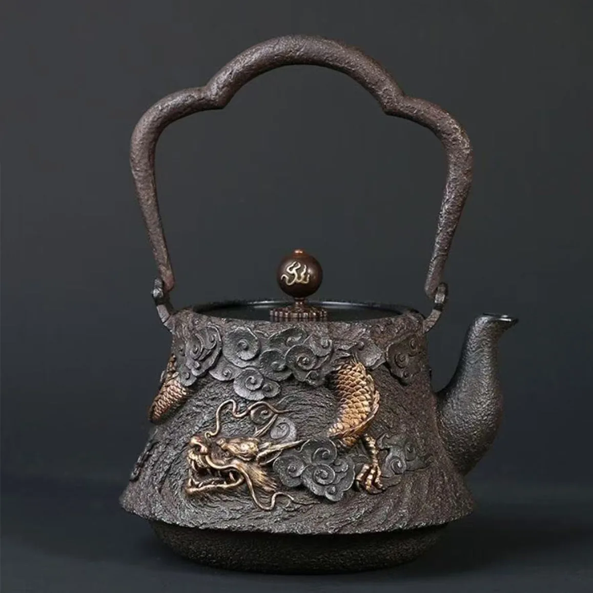 500ml, 1200ml, 1300ml, 1400ml Cast Iron Water Boiler/Kettle with handle for house use, handmade, Chinese-style retro Tea Set