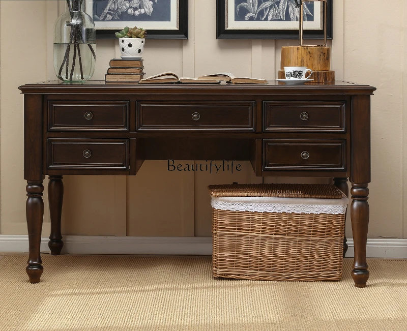 -*American solid wood desk black walnut mahogany office computer desk