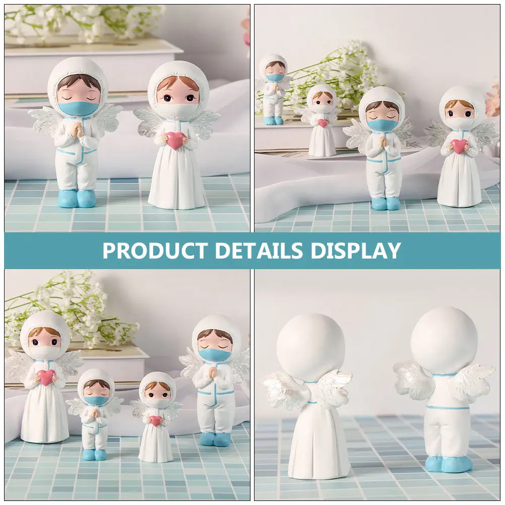Pink Resin Angel Statue for Home Office Decoration, Photography Prop, Handmade Ornament Decor