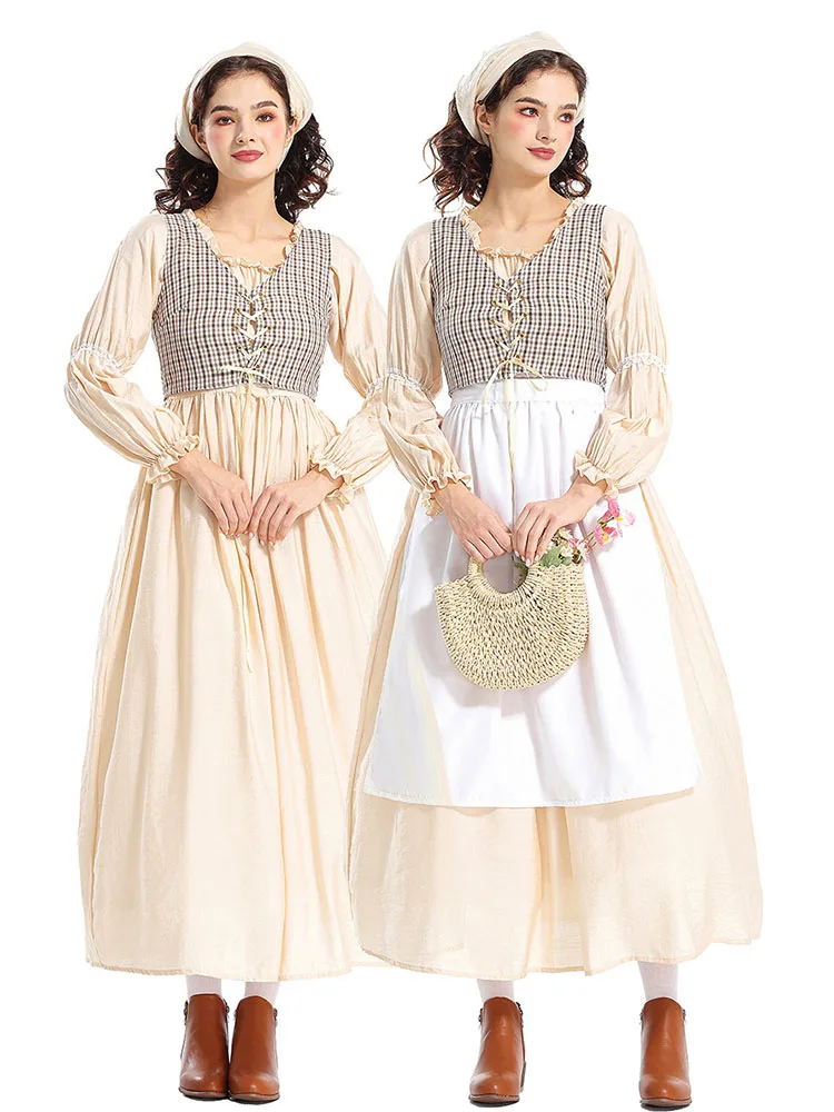 

Medieval Long Skirt Victorian Country Sle Girls Performance Costume Renaissance Artistic loween Dr Polyester Material