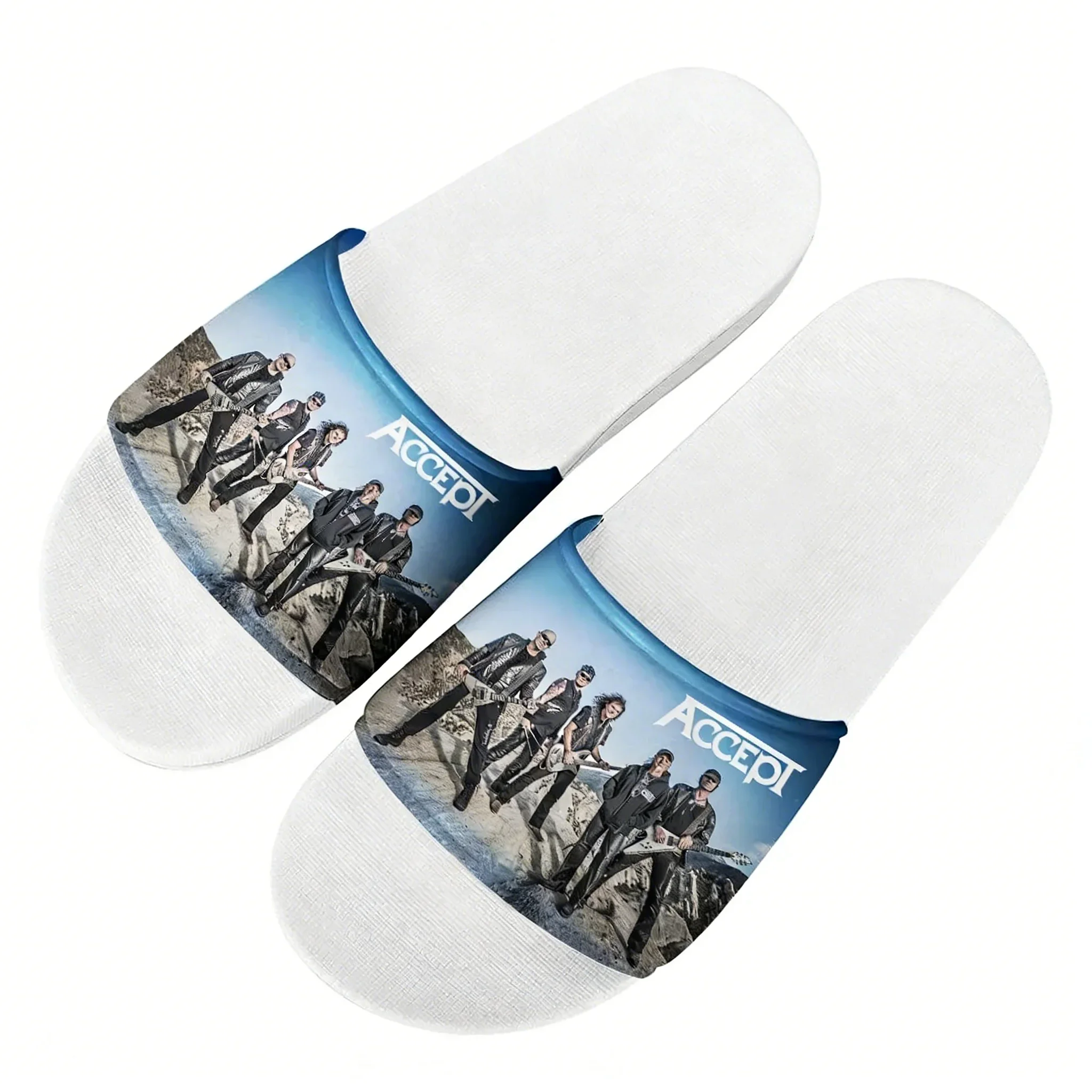Accept Band Sandals Home Slippers Water Shoes Men Women Teenagers  Sandal Bathroom Beach Swimming Pool Customized Summer Slipper