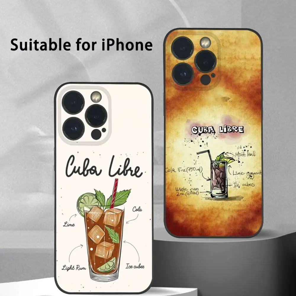 Коктейльный чехол для телефона Cuba Libre для iPhone 16, 15, 14, 13, Pro Max Plus, мини-матовый мягкий корпус, противоударные чехлы