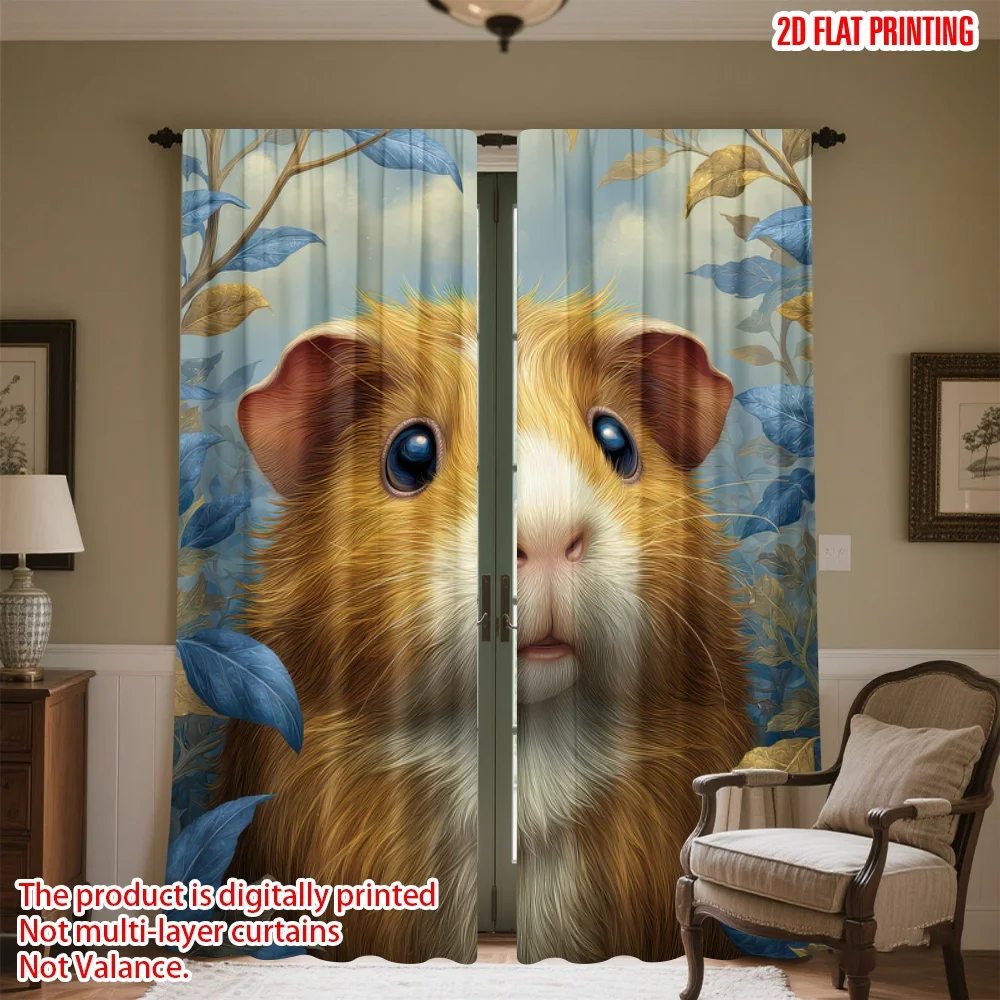 

2D flat printing 2pcs Curtains Autumn Leaves and Branches Digital Printed Polyester Drapes Seasonal Party & Holiday Decor