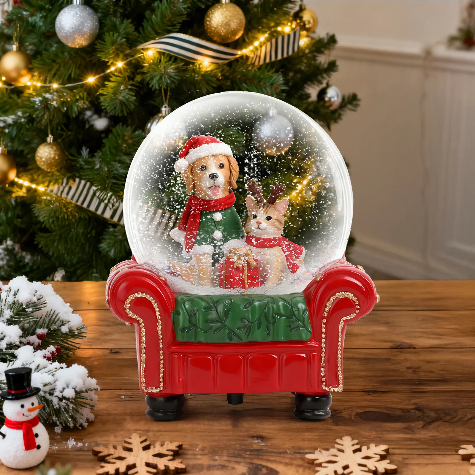 

Christmas Snow Globe with Animal Interior, Holiday Decoration Ornament, Unique Christmas Gift for Family & Friends, Festive Home