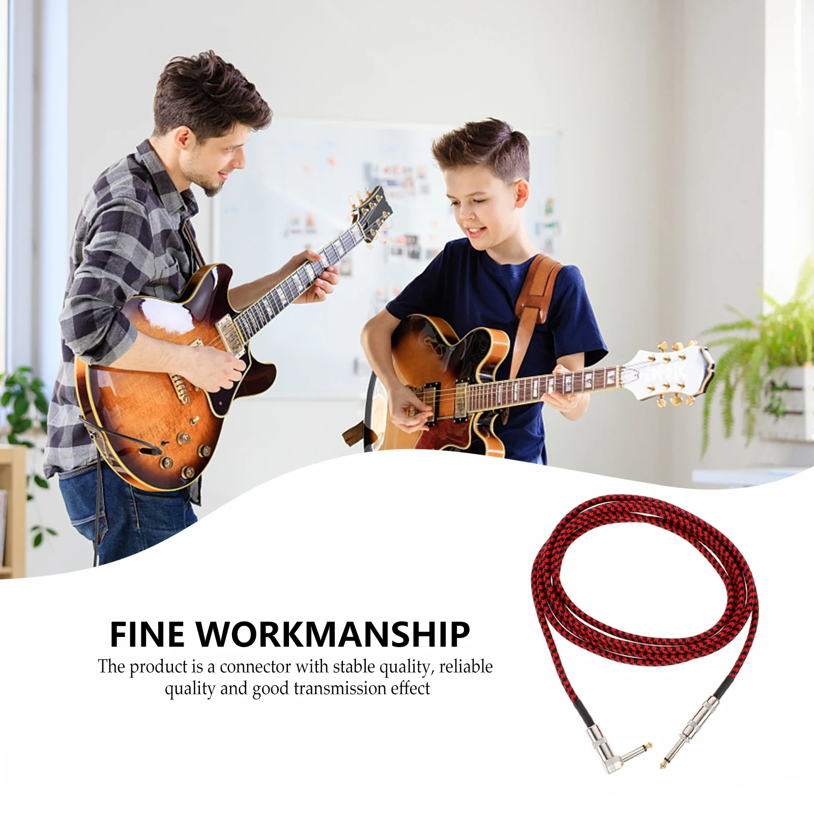

Professional Guitar Audio Cable Durable Weaving Process Electric Guitar Accessory Stable Transmission Long Lasting Connector