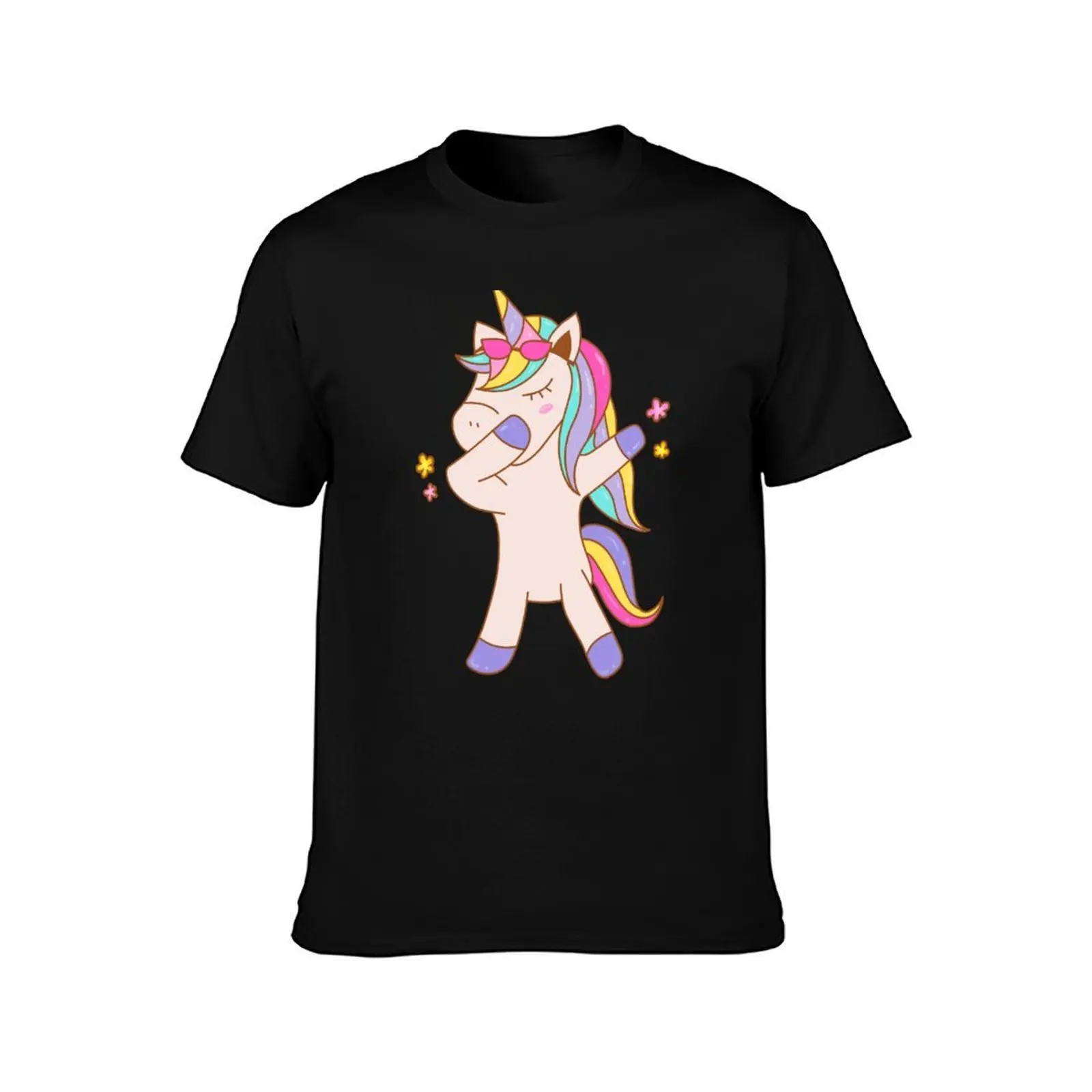 Dabbing Dancing Unicorn T-Shirt Basic Solid Color Casual Tee Shirt