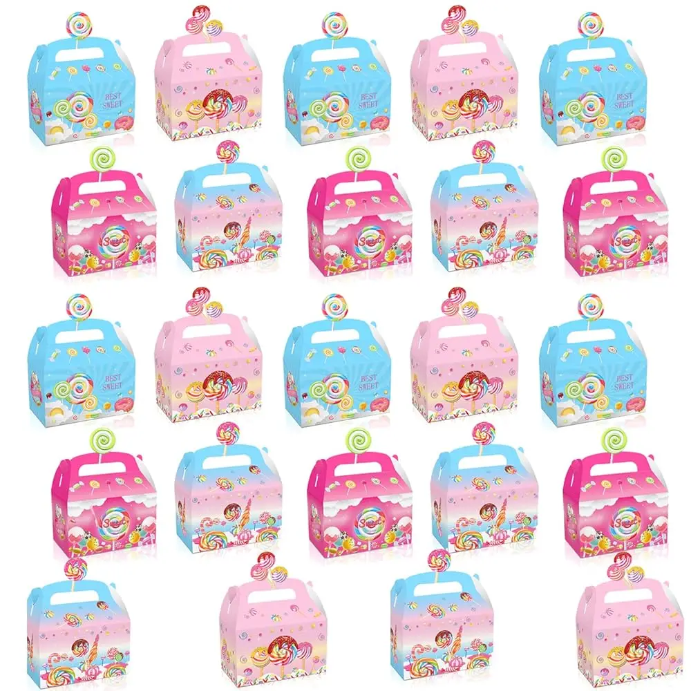

Набор из 24 подарочных коробок Candyland - сладкие конфеты, леденцы, ветряные мельницы, украшения для детского дня рождения, подарки для гостей