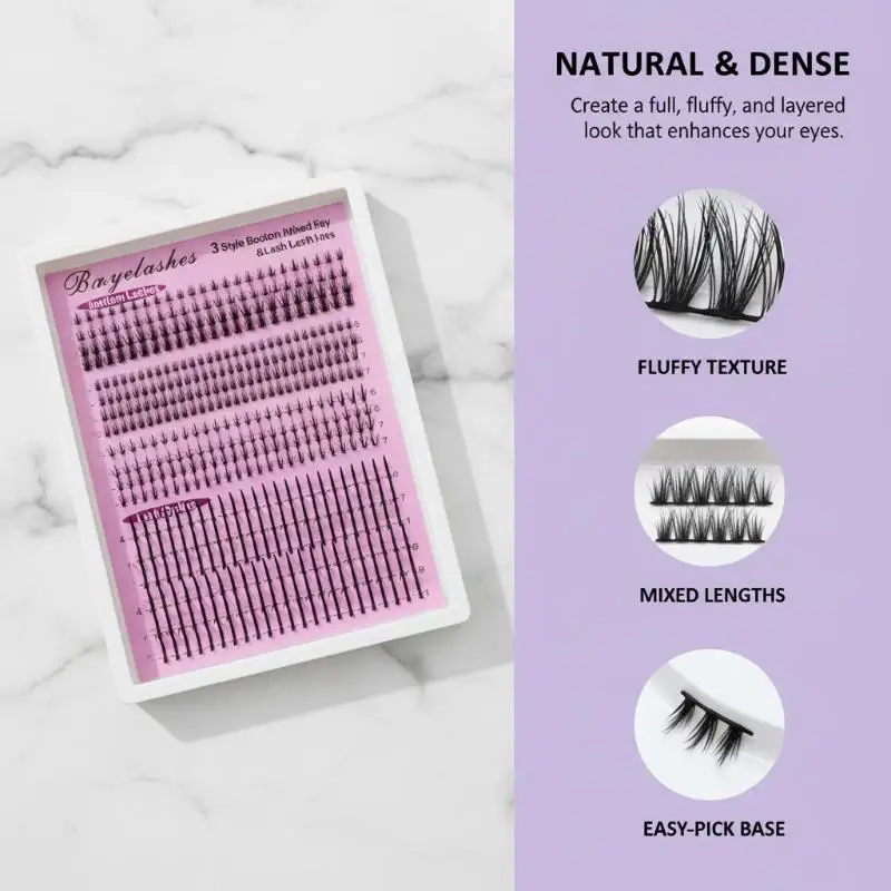 DIY Curl Lash Extensions Soft Knot Free Bottom Lashes 10 12 14mm Mixed Length For Natural Look Beauty Routine