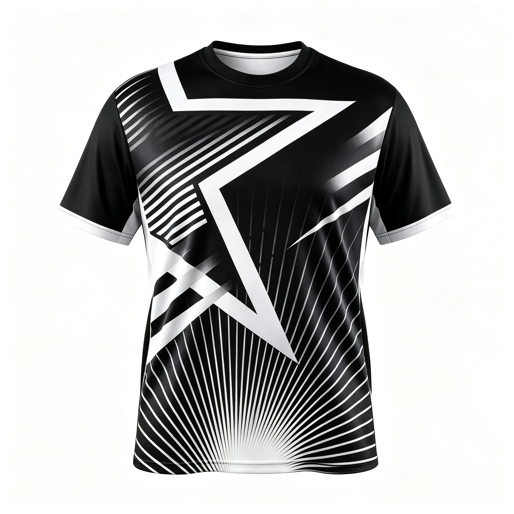 Men's football sports jersey, radial gradient lines, breathable outdoor training competition fitness short sleeved T-shirt