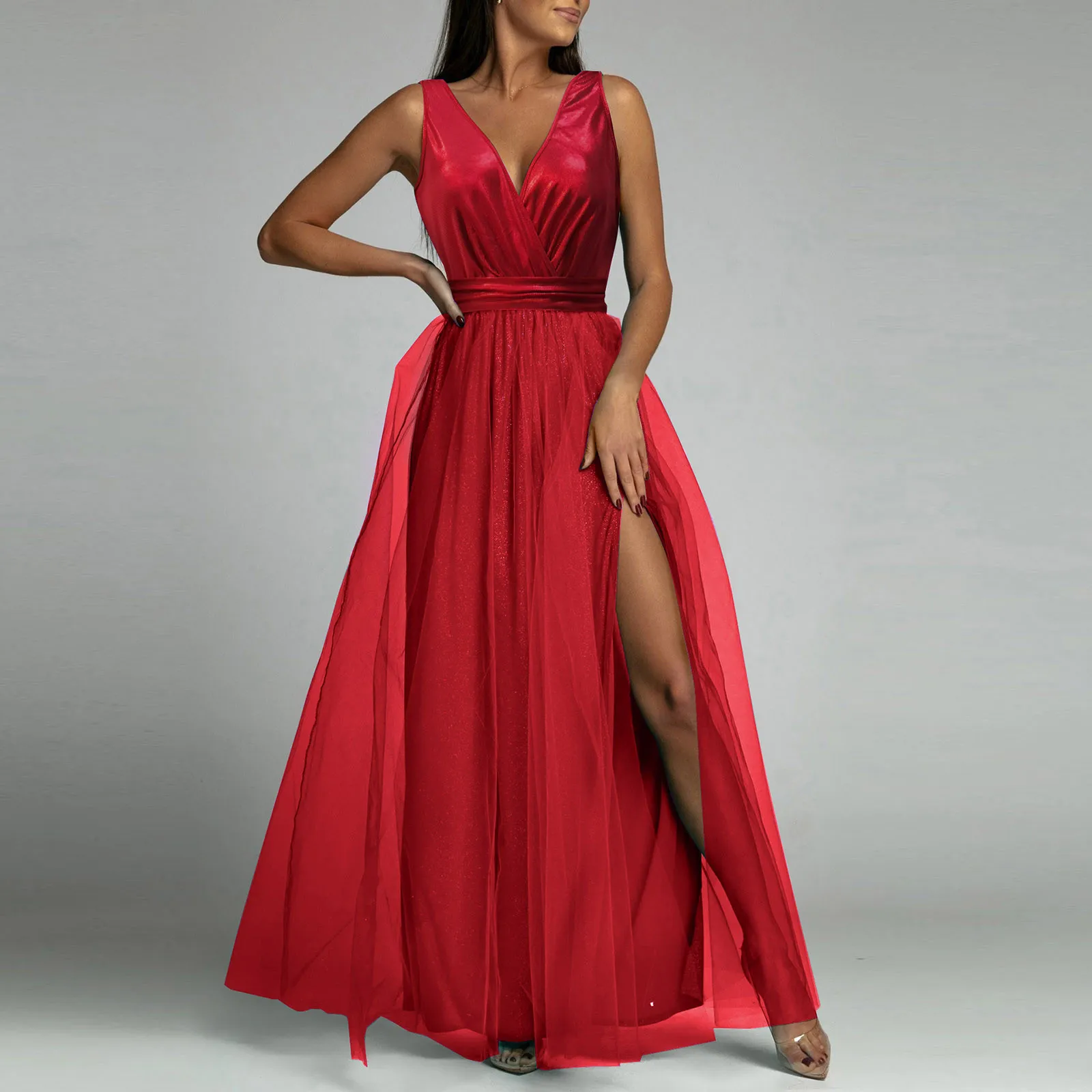 Robe de Cocktail en Maille pour Femme, Col en V, Dos aux, Maxi Longue, Tambour, Élégante, Nouvelle Collection Été 2024