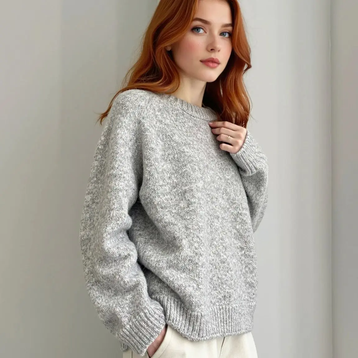 6 cores novo outono inverno gola redonda camisola de malha para mulheres manga longa raglan solta malhas grossas jumper de grandes dimensões damasco