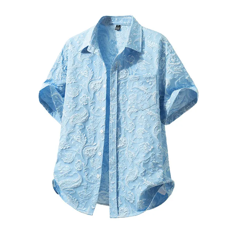 Summer Fashion Men's Cashew Flower Short Sleeve Hawaiian Shirt Casual Printed Beach Holiday Fashion Stylish Clothing