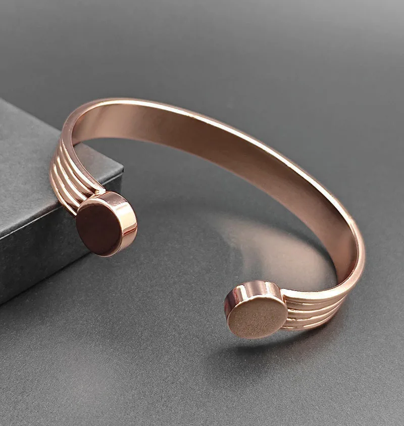 SNQP-Pulseras de cobre puro para hombres y mujeres, brazaletes ajustables de Color oro rosa, joyería de imanes grandes para la salud, artritis