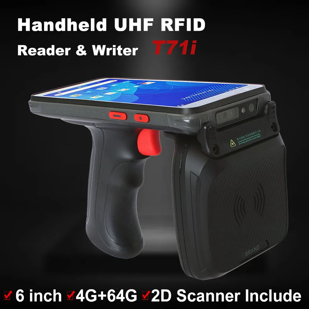 6 Inch IP68 Android Barcode Scanner 4G 64G Rugged Handheld PDA with 2D Barcode Scanner 4G LTE WIFI BT Pistol Grip