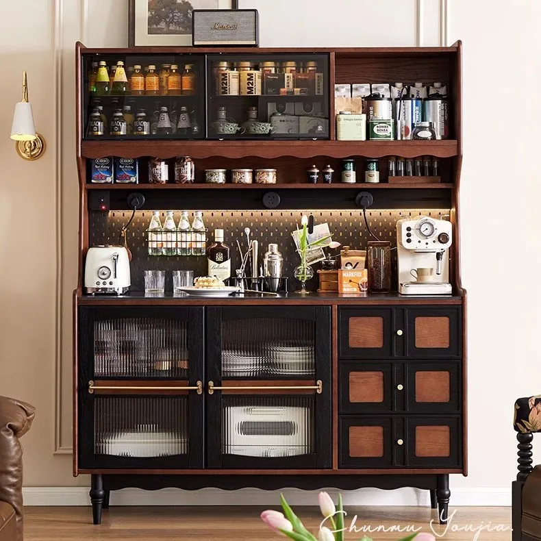 

Французский обеденный шкаф из цельного дерева, бытовой шкаф для хранения в гостиной, чайный шкаф, кухня