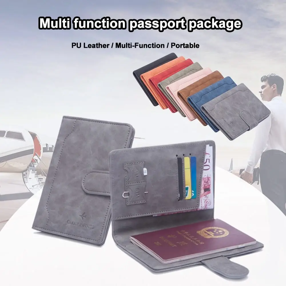 Multi-Function PU Leather Buckle ID Bank Card Holder Travel Accessories Bag Wallet Case RFID Business Passport Covers