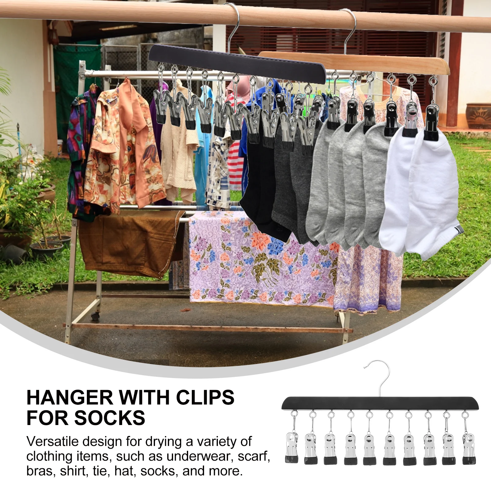 

10 Clips Sock Rack for Clothes Hats Socks Hangers For Drying Underwear Laundry Laundry Hangers For Drying Socks ganizer Storage