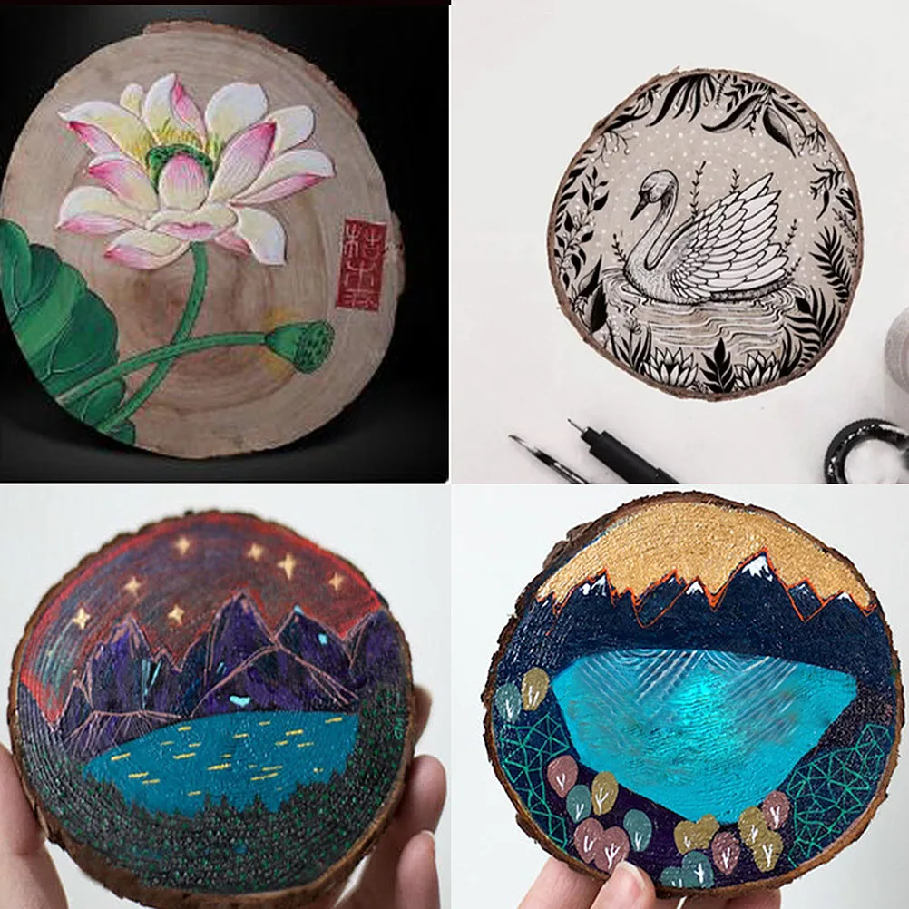 

60pcs 0.5Cm Pine Natural Round Bark Diy Crafts Decor Coasters Wedding Christmas Tree Bark Natural Pine Wood Slices