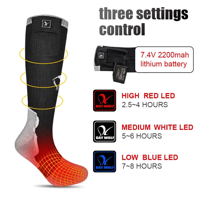 Winter Rechargeable Heated Sock With Battery  Electric Ski Socks  Snowboarding Cycling Stocking Women Men Foot Warmer