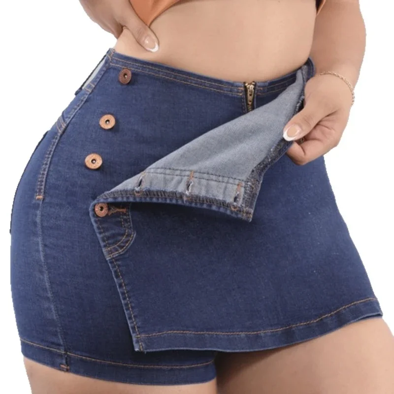 Women Skirt Pant Jeans Washed Slim Fit High Waist Trousers Hip Wrap Y2k Streetwear Elegant Button Work Beach Summer 2026 view 5