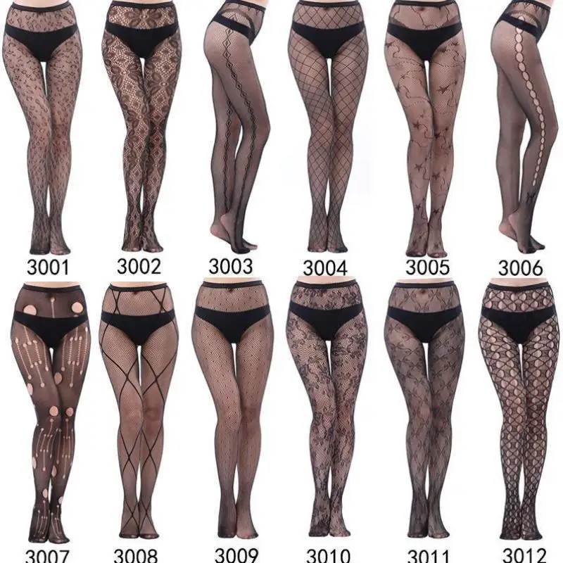 

Sexy Bla Lace Patterned Fiing Net Stoings Women's High Waist Straight Leg Pants Korean Sle Casual Trousers