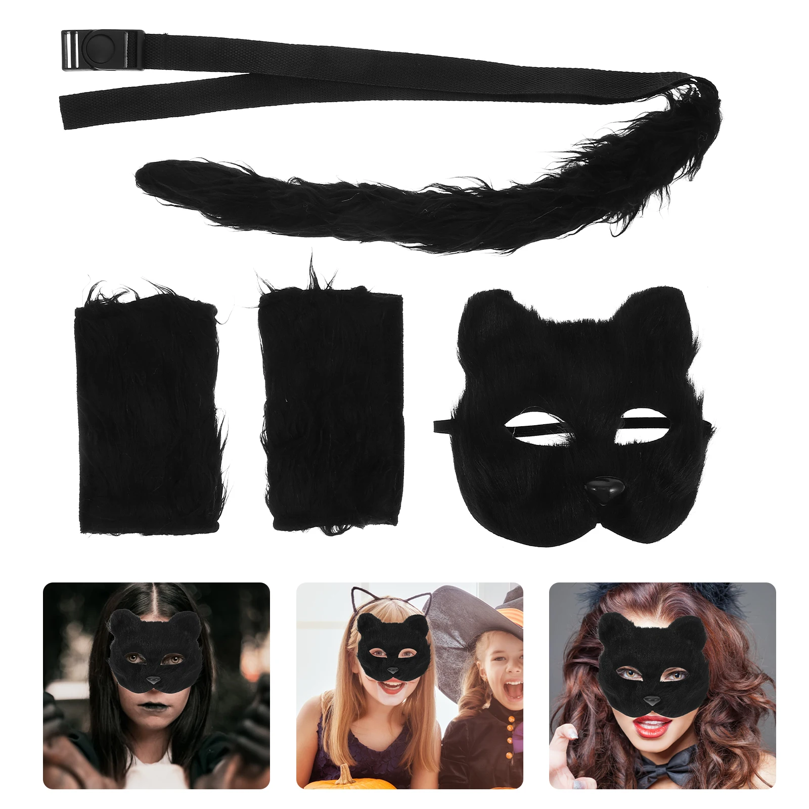 Wolf Maske Handschuh Set Tier Cosplay Zubehör Handschuhe Abschlussball Halloween Maskerade PVC Zubehör Kopf Schwanz