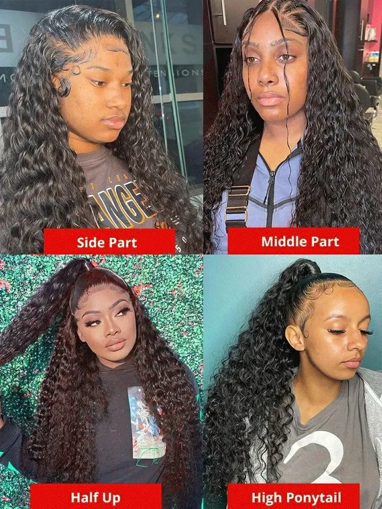 Nadine 36 Inch Deep Wave 13x6 Transparent Lace Frontal Wigs 13X4 Brazilian Loose Water Wavy Curly Human Hair Wig For Black Women