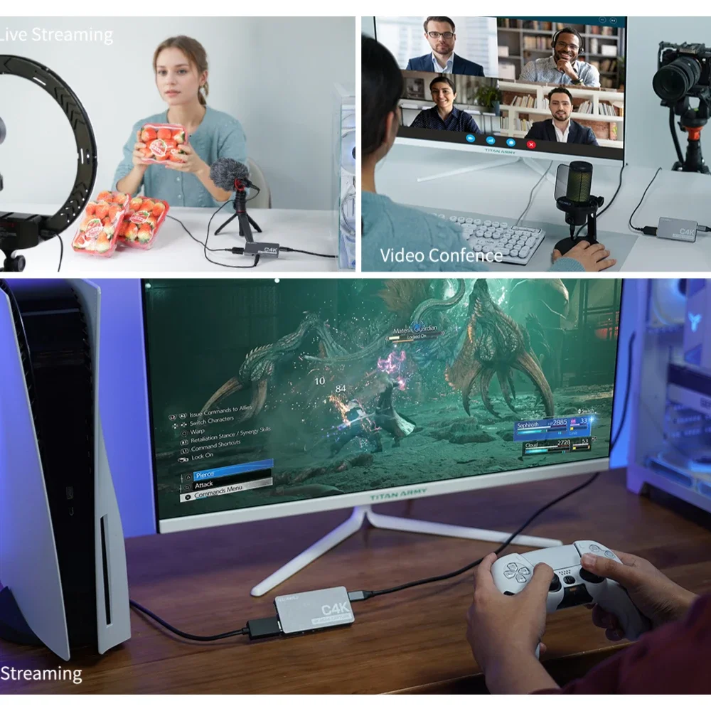 FEEWORLD C4K Lightweight 4K 60Hz in and Out USB-C Plug and Play  USB Capture Card for Streaming Gaming Video Conference