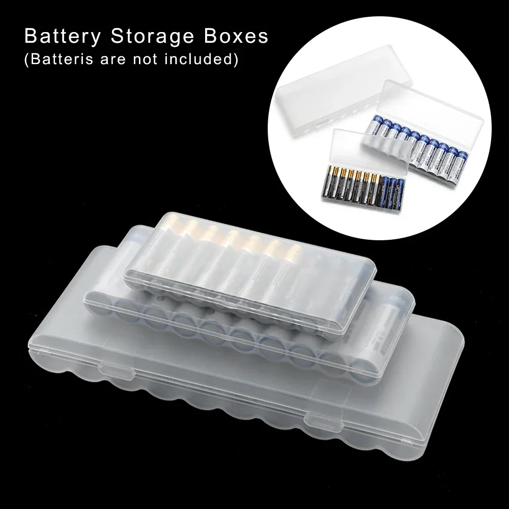 10 Slot Transparent White Plastic Battery Storage Box Hard Container Holder Case For AAA/AA/18650 Battery Organizer Accessories