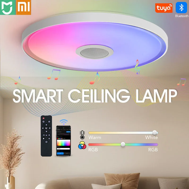 

Умный потолочный светильник MIJIA LED 30 Вт RGB Alexa Tuya, потолочный светильник для ванной комнаты с Bluetooth-динамиком для украшения спальни, гостиной