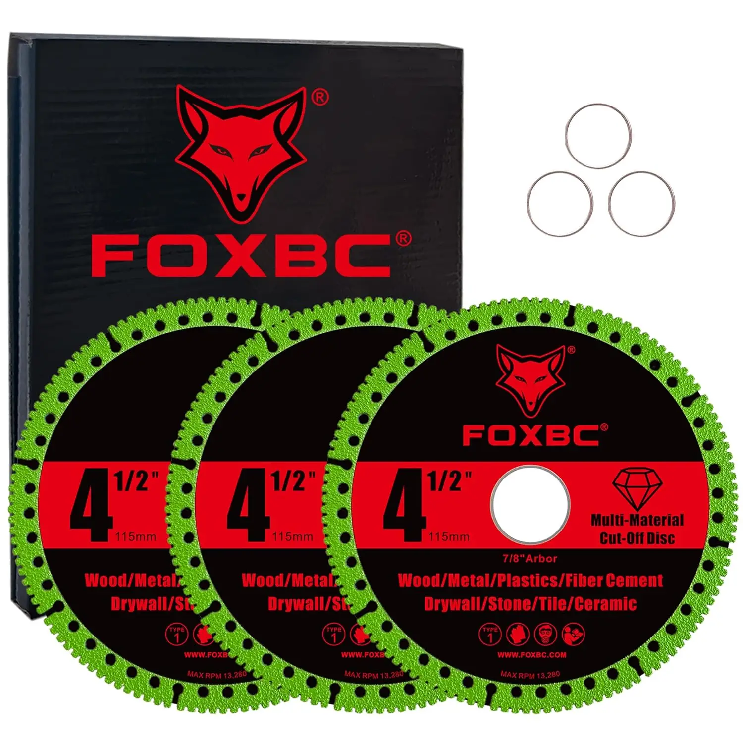 

4-1/2 Inch Multi-Material Cut Off Disc for Angle Grinders, 7/8" Arbor - 3 Pack