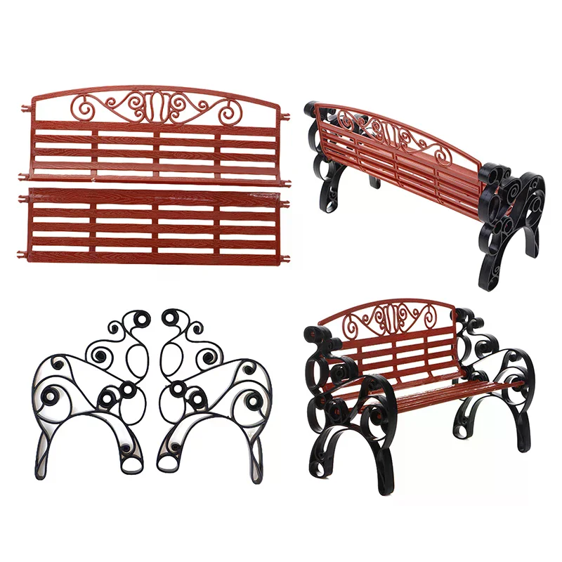 1:6 Puppenhaus Miniatur Park Bank Liege Lounge Stuhl Mini Doppel Stuhl Modell Garten Dekor Spielzeug Puppenhaus Zubehör