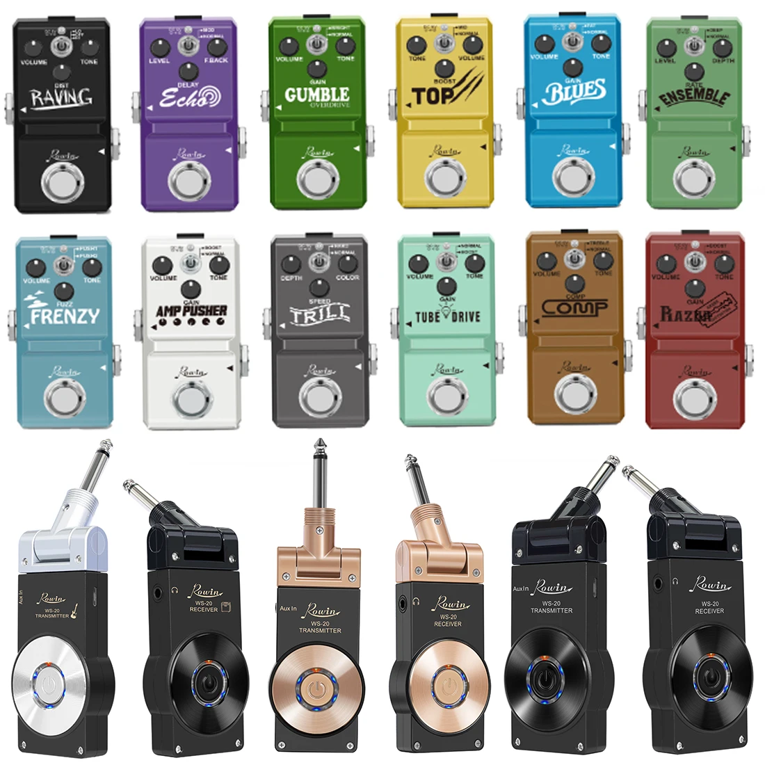 ROWIN Guitar Pedal Effect Various Styles of Effects to Choose From Wireless Guitar Receiver Transmitter String Guitar Accessorie