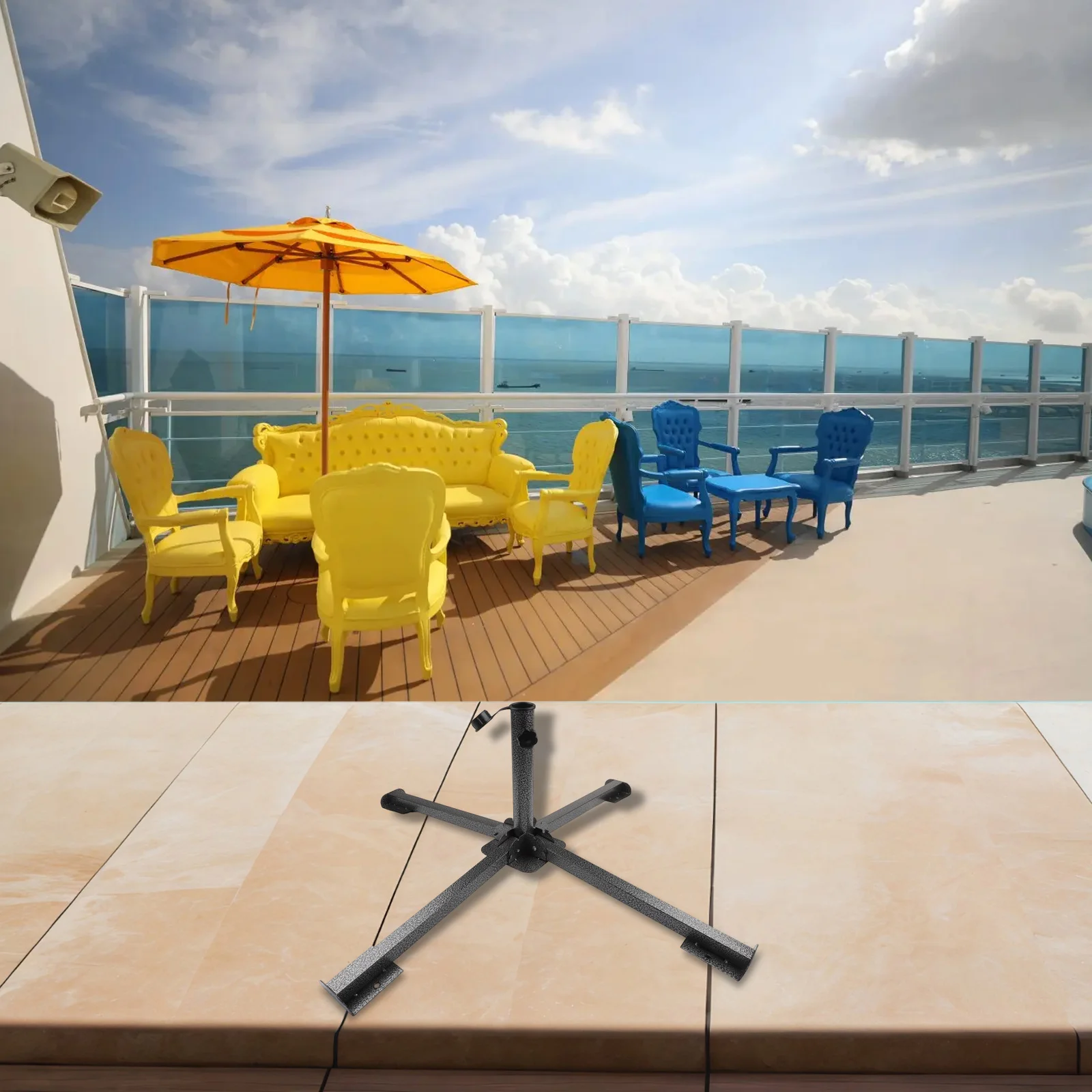 Adjustable Umbrella Stand Collapsible Umbrella Holder Adjustable Center Hole Foldable Umbrella Stand Garden Umbrella