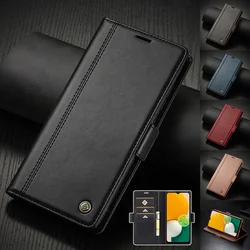 Leather Case for Samsung Galaxy A55 A54 A53 A52S Flip Cover S25 S24 S23 S22 S21 S20 FE Ultra S10 S9 S8 Plus Buckle Card Holder