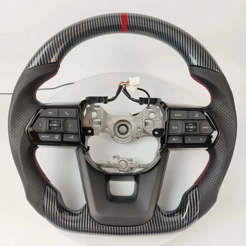 Top Grade LC300 D Type Leather Steering Wheel for Toyota LAND CRUISER LC200 Gloss Black 2006-2023