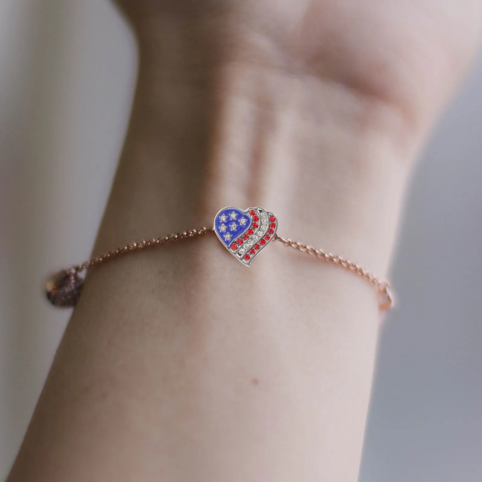 6 قطعة سبائك حجر الراين القلب سحر DIY بها بنفسك صنع المجوهرات عيد الاستقلال سوار خلخال المفاتيح الديكور الاكسسوارات الحرفية #2