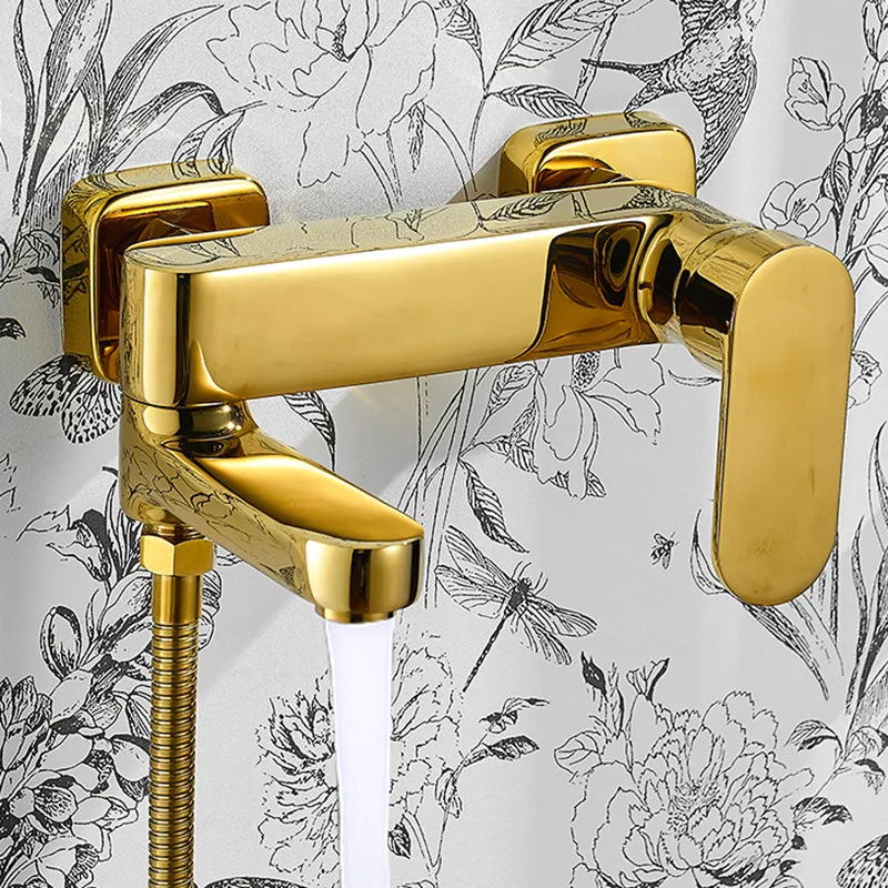 All copper bathroom shower switch hot and cold mixing valve bathtub faucet toilet water heater simple shower set view 4