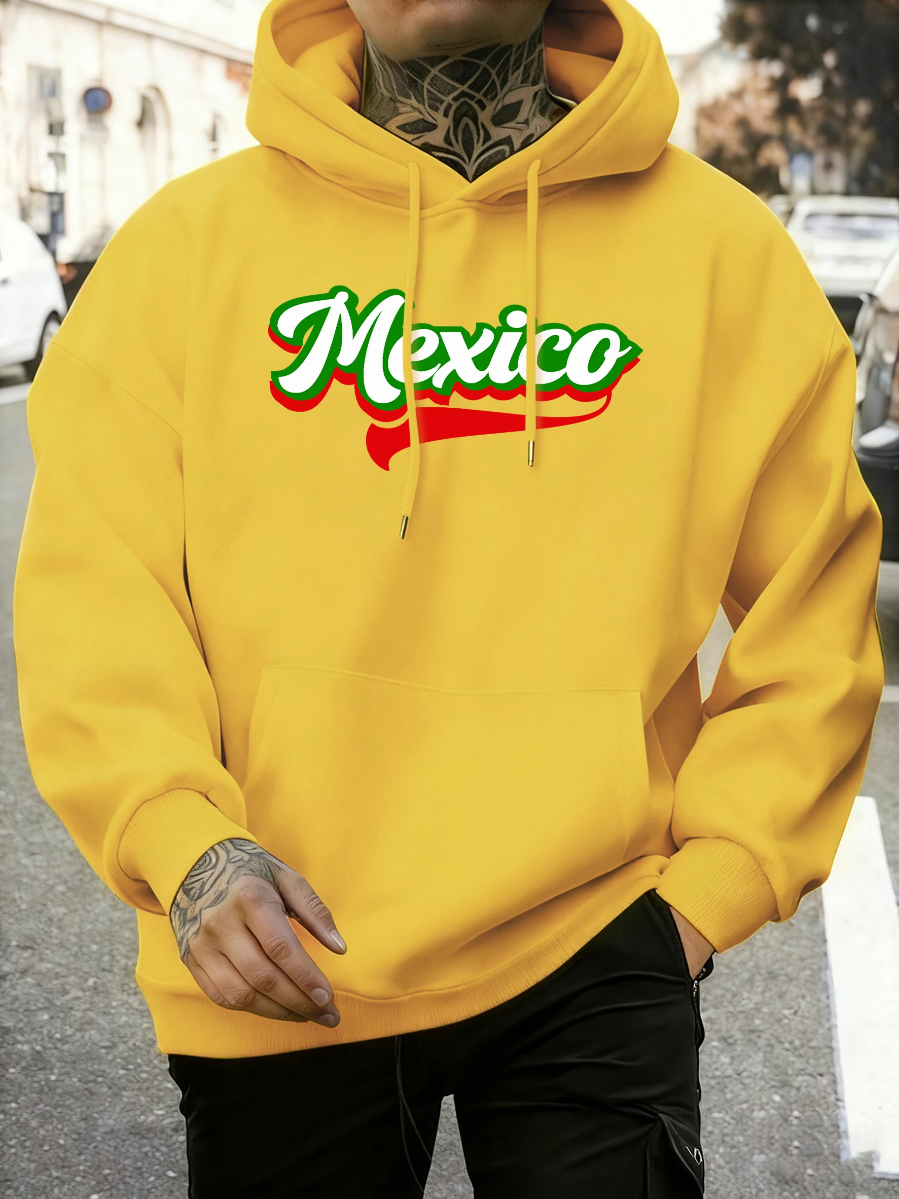 Mexico Letter Creative Printed Hoodie Man Fleece Vintage Sportswear Crewneck Loose Pullovers Autumn Unisex All-Match Clothes