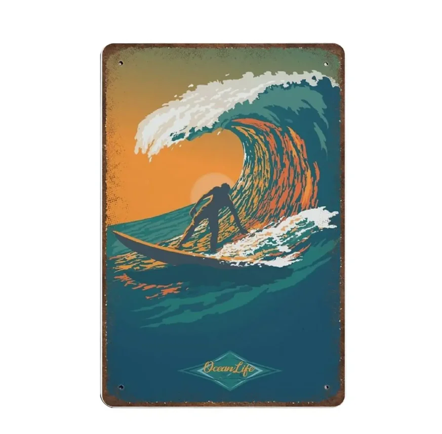 Dreacoss – Panneau Métallique Rétro En Étain, Affiche De Nouveauté, Peinture En Fer, Panneau En Étain De Surf Rétro Du Club D