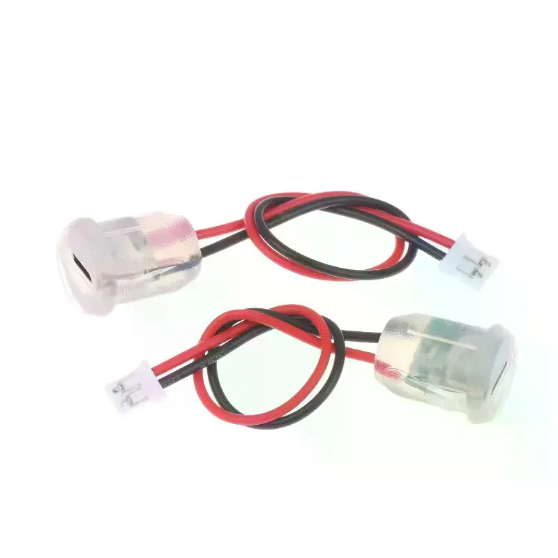 1/3/5Pcs Type C Female Socket Jack Connectors Waterproof 2 Wire Pigtail Cable With LED Lights 3A 5V Fast Charger Power Port