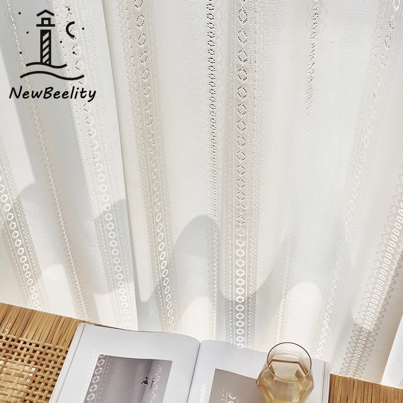 Japanese Sun Protection Heat Insulation Light-transparent Curtains White Tulle Window Curtains for Living Room Bedroom Dining