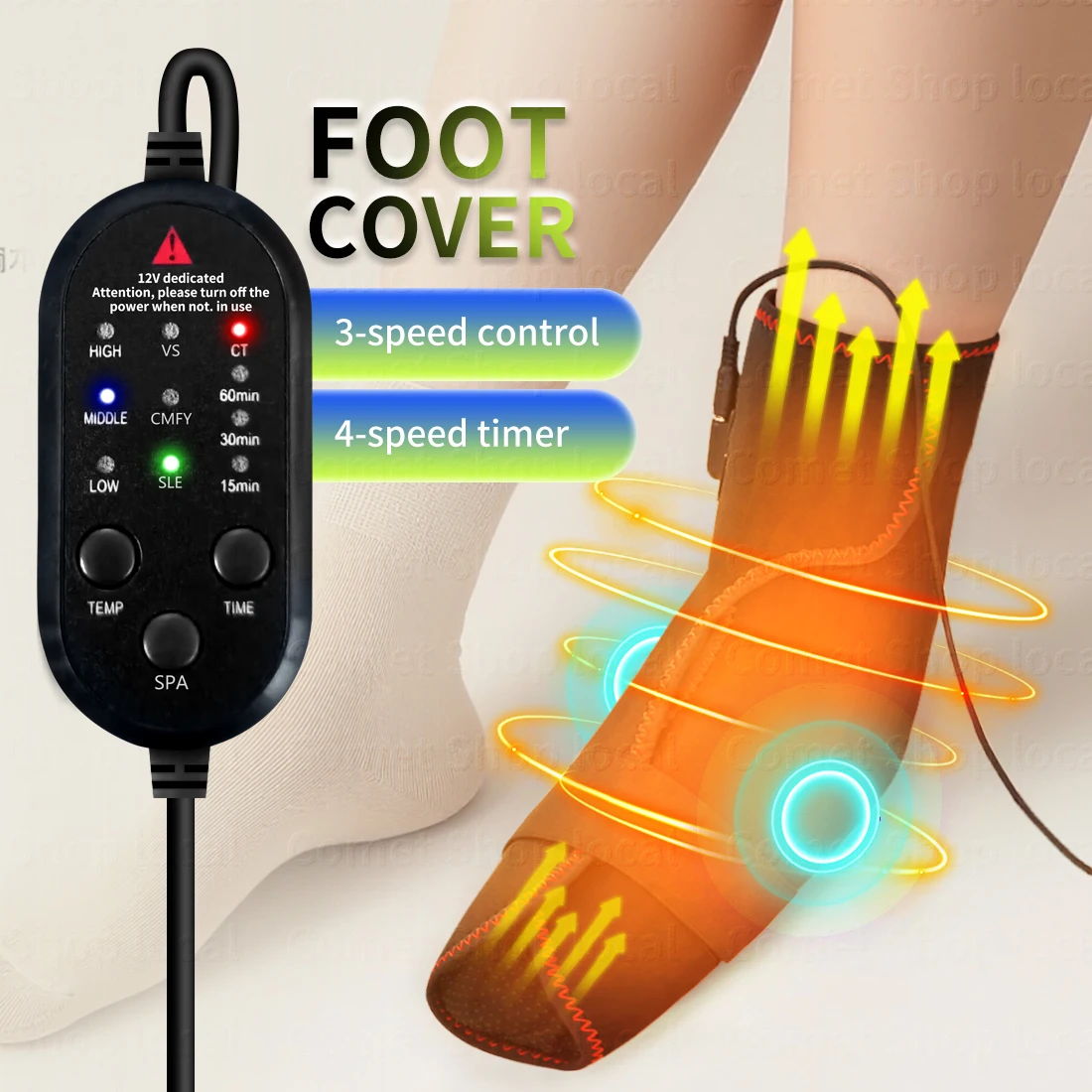 Heating Foot Ankle Wrap with Vibration Massager Full Coverage Electric Heated Foot Pad Foot Warmer for Muscle Relaxation